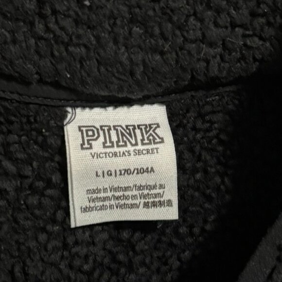 PINK by Victoria’s Secret Black Sherpa ½ Zip Pullover Fleece – Size Large - Picture 4 of 4